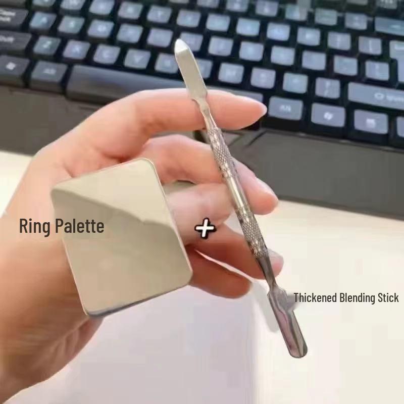 Набор палитра для смешивания макияжа из нержавеющей стали и шпатель – кольцо для тональной основы/консилера.