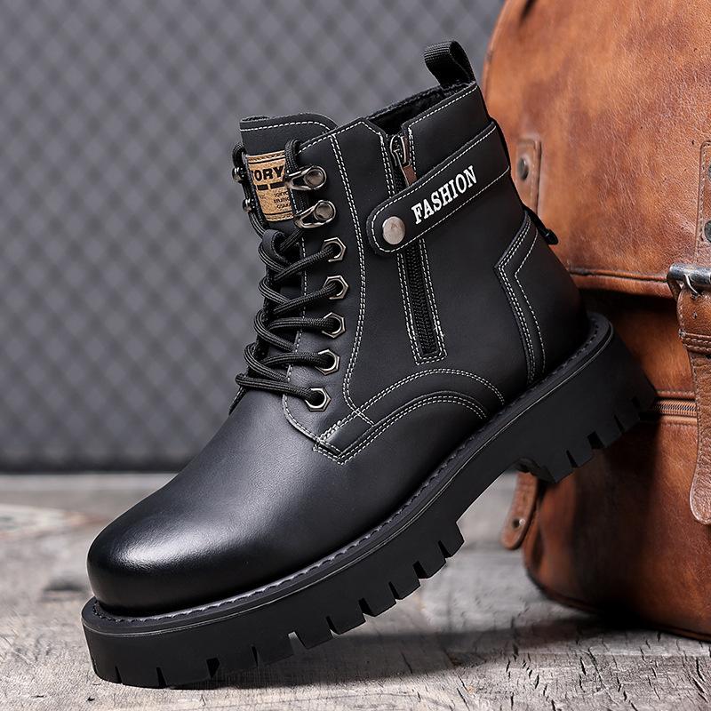 Ботинки Martin мужские осенне-зимние новые бархатные теплые высокие повседневные на толстой подошве универсальные хлопковые ботинки мужские