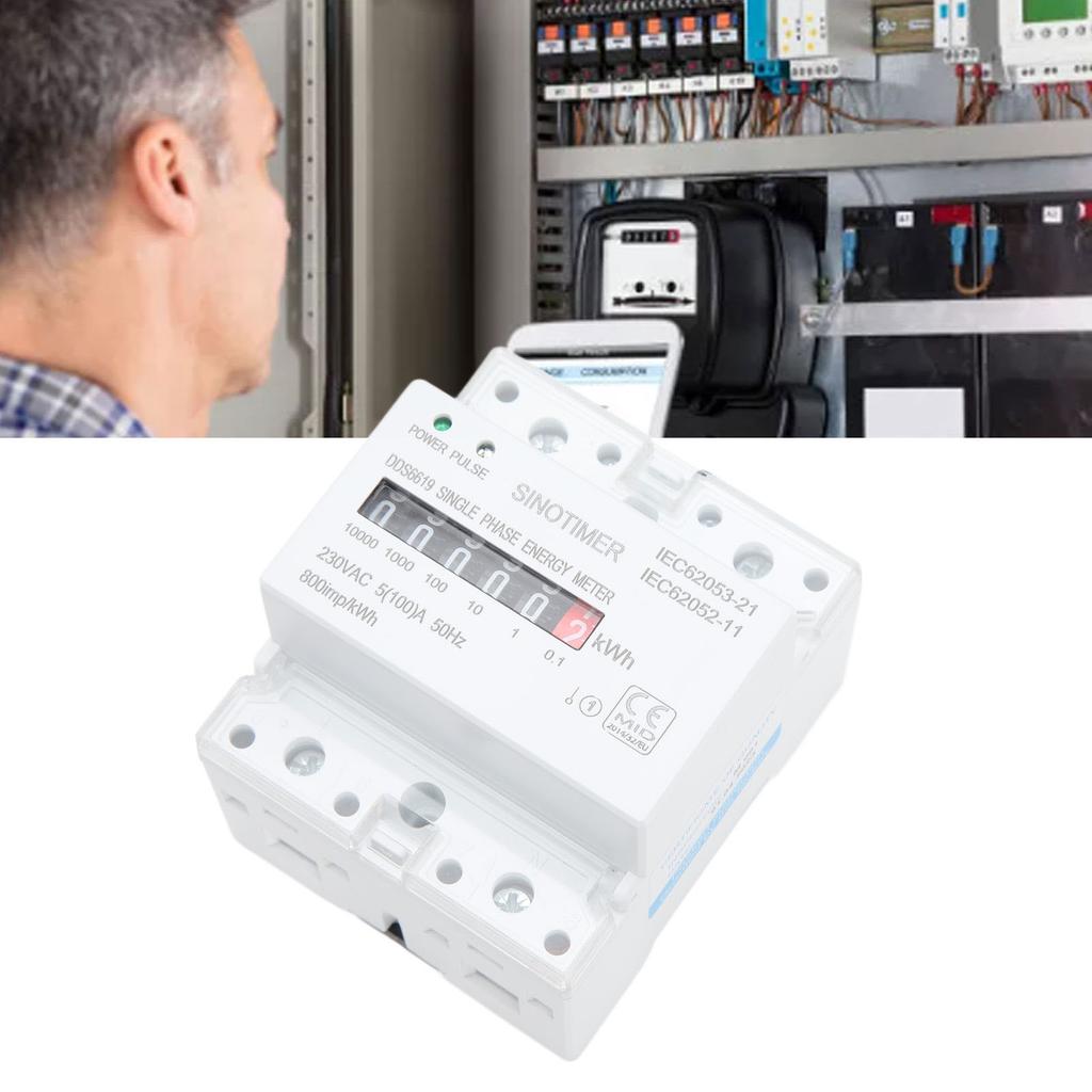 Счетчик электроэнергии Ватт-час Двухцветный светодиодный индикатор Монтаж на рейку Однофазный Умный дом Энергия Ватт