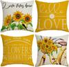 Farmhouse Throw Pillow Cover Flower House Garden Pillow Cushion Case - 4 Pack, Great For Couch Chair Yard Living