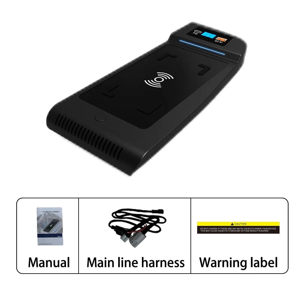 Индукционная зарядная панель QI 15 Вт для телефона iPhone, беспроводная зарядка, автомобильные аксессуары для Toyota Alphard 2015 2016 2017 2018-2021