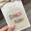 10Pcs with Rhinestone Love Mocha Handmade Nails XS S M L Full Cover Dream Candy Fake Nail with Tool Box Pure Manual False Nail