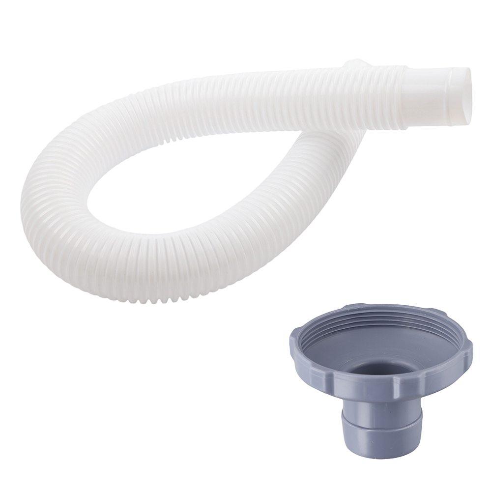 Gray Wavy Pool Skimmer Hose With Adapter 25016 11238 For Easy Installation Leak Resistant Connection Swimming Pool Equipment