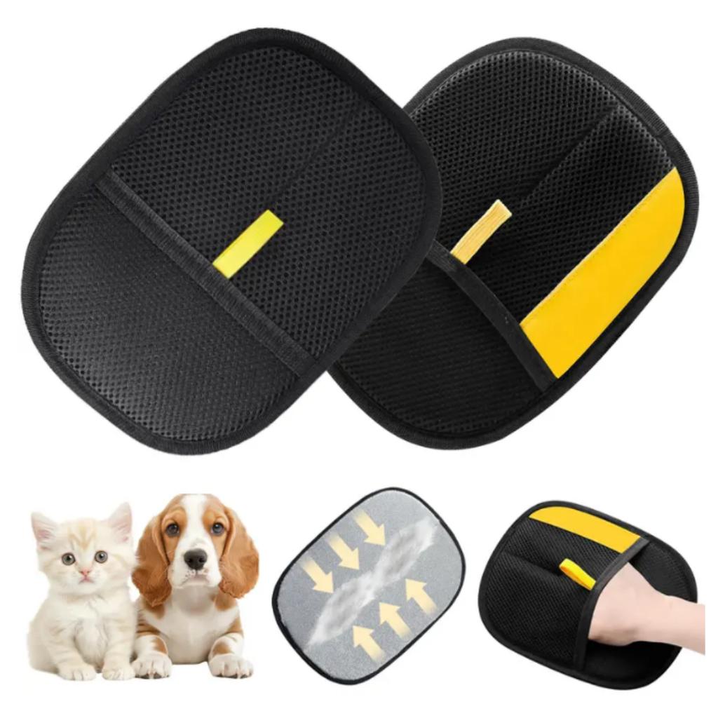 2x Electrostatic Pet Hair Removal Gloves Brush Double-sided Pet Grooming Glove