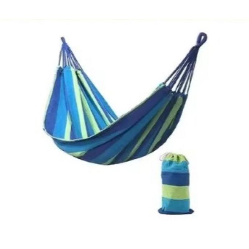 1 Pcs Thick Canvas Hammock Double Hammock Outdoor Camping Backpackaging Leisure Swing Portable Hanging Bed Wooden Stick Hammock