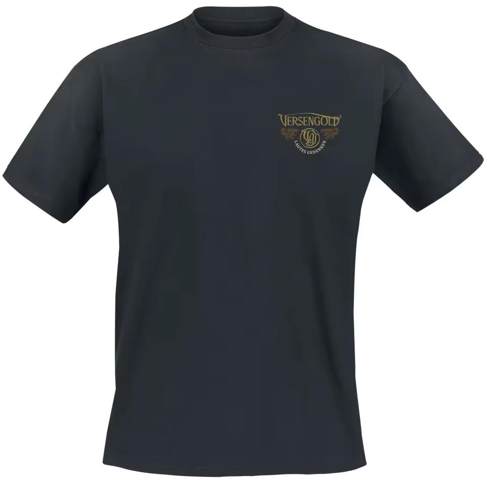 Versengold Lautes Gedenken Tee, Folk Metal T-Shirt with Goblet Hand Print & Band Logo, Band Fan Merch