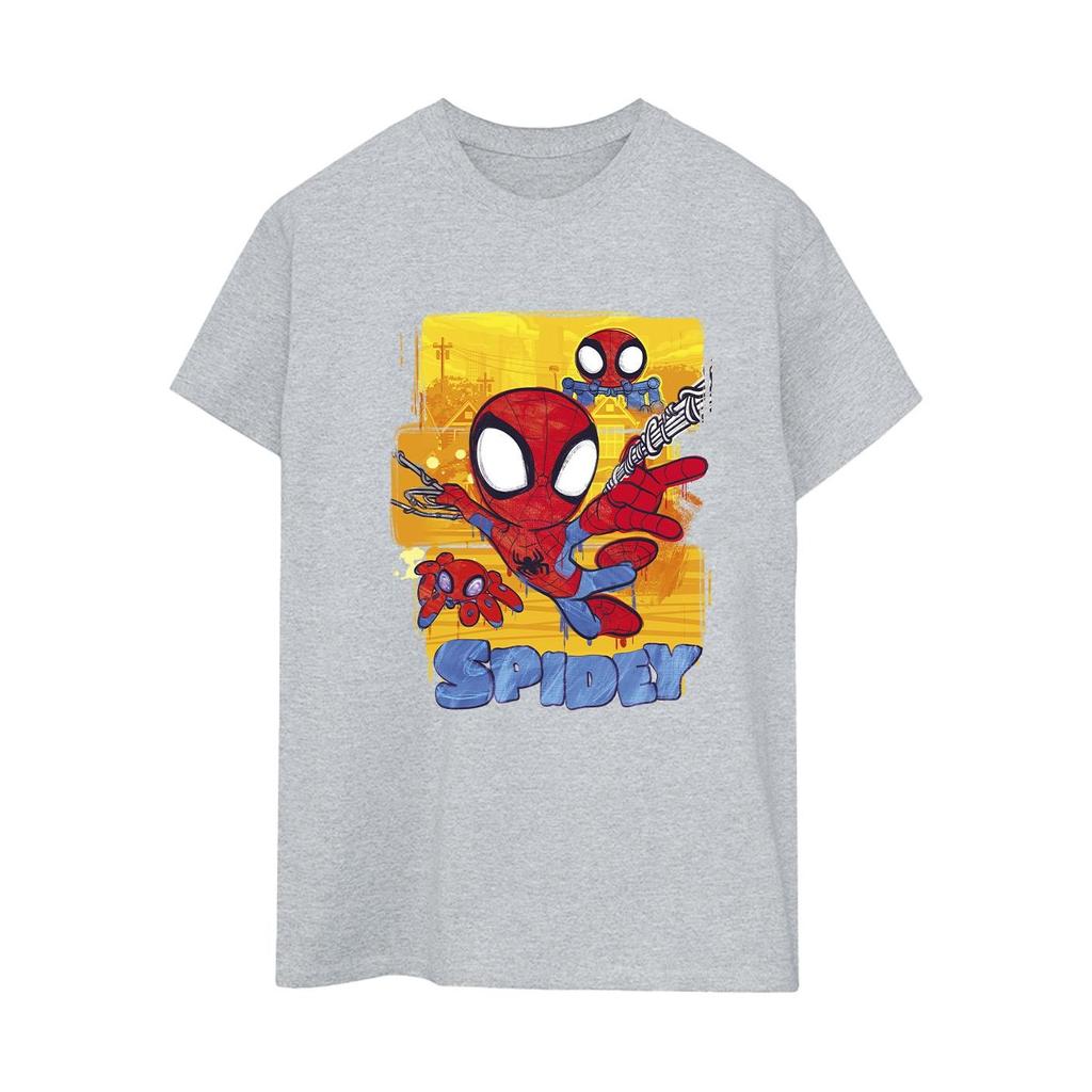 Marvel Womens/Ladies Spidey And His Amazing Friends Flying Cotton Boyfriend T-Shirt