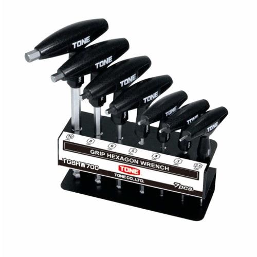 TONE Grip Ball Point Hexagon Wrench Set TGBHW700 Black, 7 Pieces