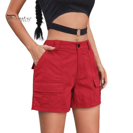 Женские шорты-карго, повседневные шорты-бермуды длиной до колена с карманами, летние мешковатые широкие штанины для походов