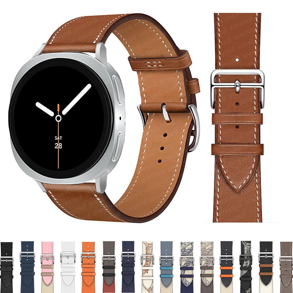 Изысканный кожаный ремешок Для Samsung Galaxy Watch 8 ремешок 40 мм 44 мм металлическая пряжка Браслет ремешок Galaxy Watch 8 classic 46 мм ремешки