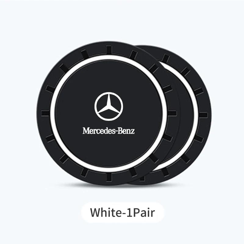 AABGT1 2PCS Car Coasters Water Cup Slots Non-Slip Mat Waterproof Cup Pad For Mercedes Benz AMG A B C E S V Class A180 CLK CLA GLE W212