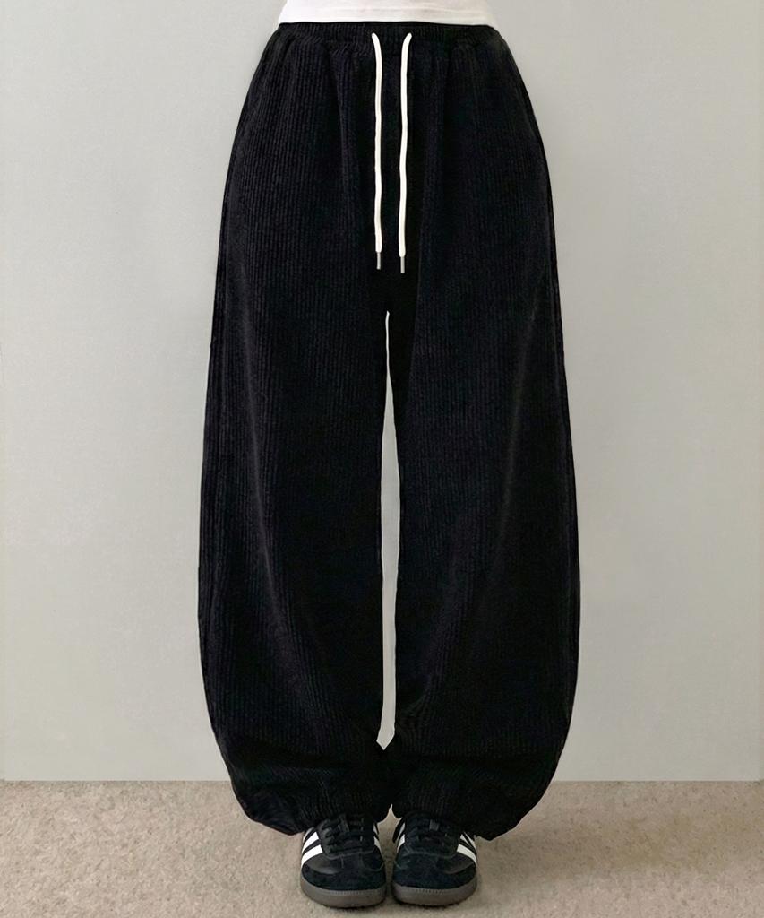 FUZZY SCAN Bear Corduroy Wide Pants