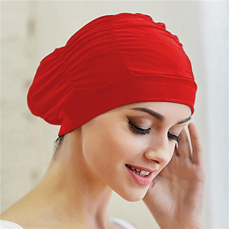 Pleated Cloth Swimming Cap To Increase The Head Circumference Long Hair Ear Protection Swimming Spa Unisex Swimming Cap