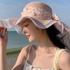 Breathable Wide Brim Sun Hat Pearl Fisherman Sunshade Cap Vacation Lace Streamers Straw Hat  Travel