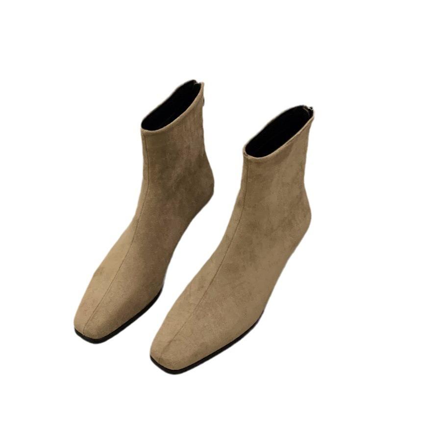 Coarse Heel Suede Korean Small Ankle Boots Women's Shoes 2025 New Autumn and Winter Versatile Fashion Thin Boots Foreign Style Short Boots
