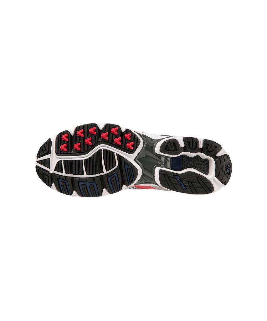 Mizuno (унисекс) Wave Rider 10 - Белый:Синий Значок:Высокий риск Красный / D1Ga210408