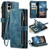 For Samsung Galaxy S25 Edge Phone Cases with Strap CASEME C30 Zipper Multiple Card Holder PU Leather Cover
