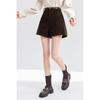 Women's High-Waist A-line Wide-Leg Woolen Shorts