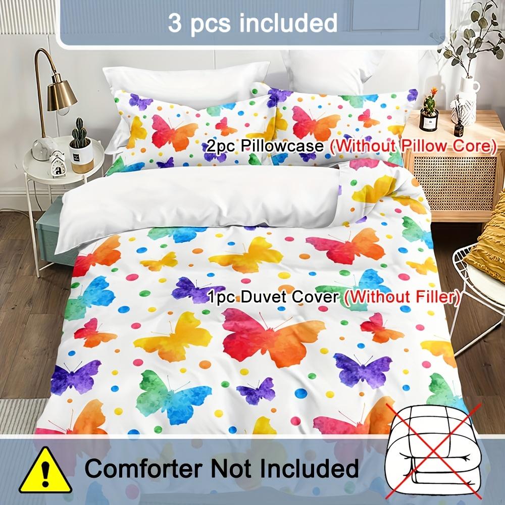 Butterfly Duvet Cover Twin Size Watercolor Bedding Set Butterfly Comforter For Girls Kids Teens 2 Pillowcases