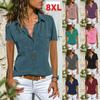 S-8XL New Summer European and American Shirt Lapel Short Sleeve Shirt Women