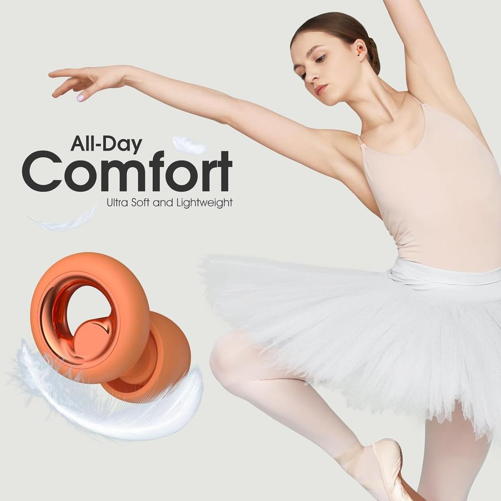 45dB Ear Plugs for Sleeping Noise Cancelling, Soft Ear Plugs for Concert, Reusable Ear Plugs for Noise Reduction with 8 Ear Tips, Silicone Hearing