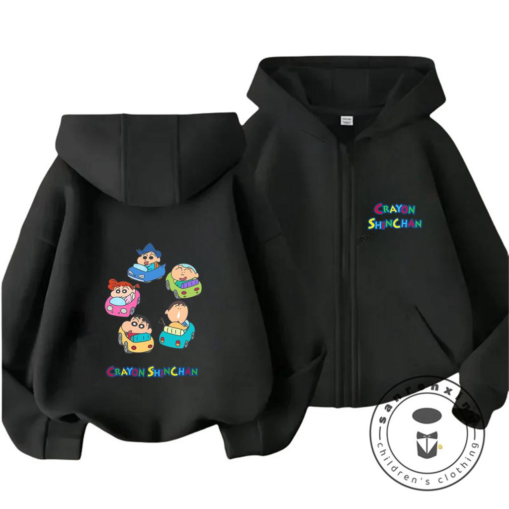 Hot Trendy Zipper Hooded Sweatshirt Cute Style Winter Hoodie For Kids Crayon Shin Chan 3 14 Years