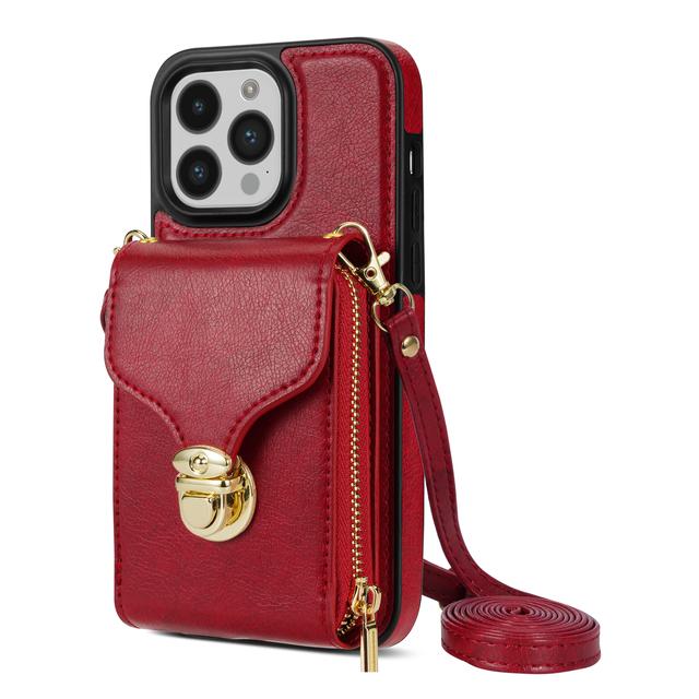 Кожаный кошелек через плечо, вертикальная сумка для карт, чехол для Iphone 14 13 12 Mini 11 Pro X Xs Max Xr 8 7 Plus Se 2020, чехол для кошелька на молнии