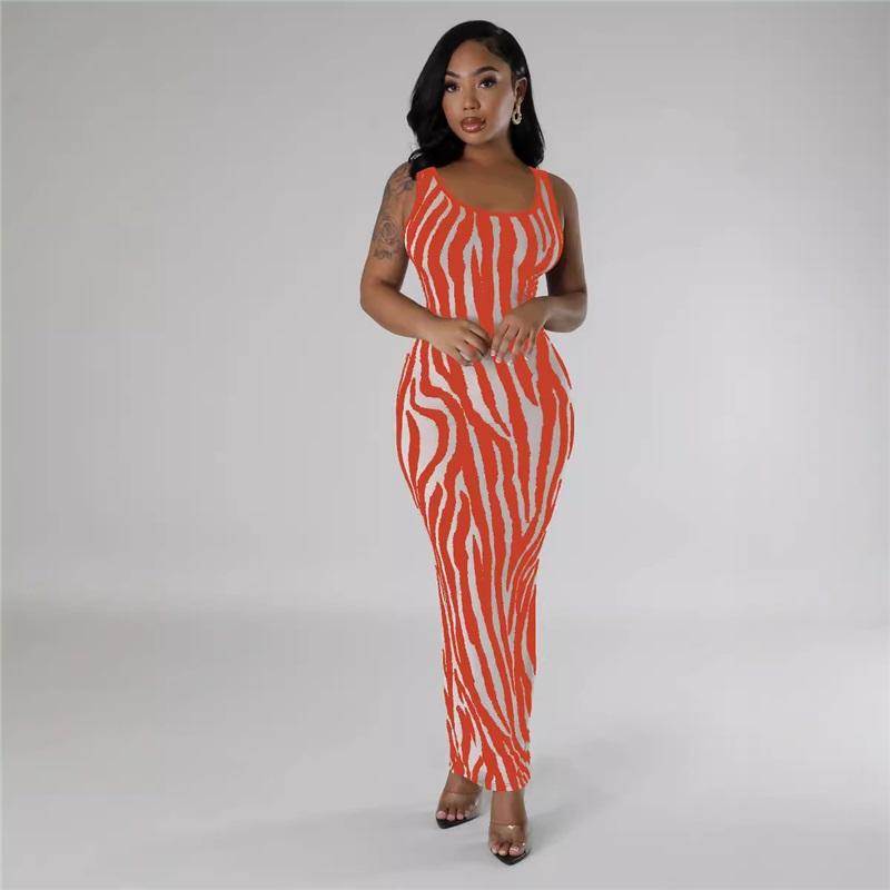 Женский стиль «Зебра» Элегантный длинный жилет с бретелькой через шею Платья с открытой спиной Длинные платья с бретелькой через шею