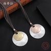 Новая матовая круглая подвеска из сплава, большие и маленькие диски, наложенные друг на друга, с женской премиальной кожаной веревочкой-цепочкой для свитера.