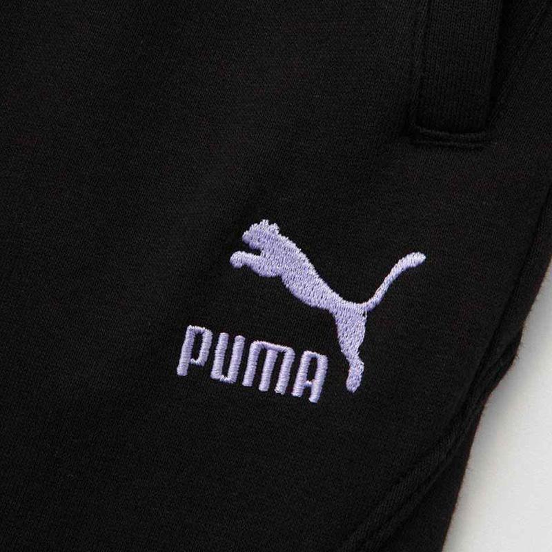 Puma Трикотажные спортивные брюки со шнуровкой и однотонным узором, женские плавки, черные 539965-01