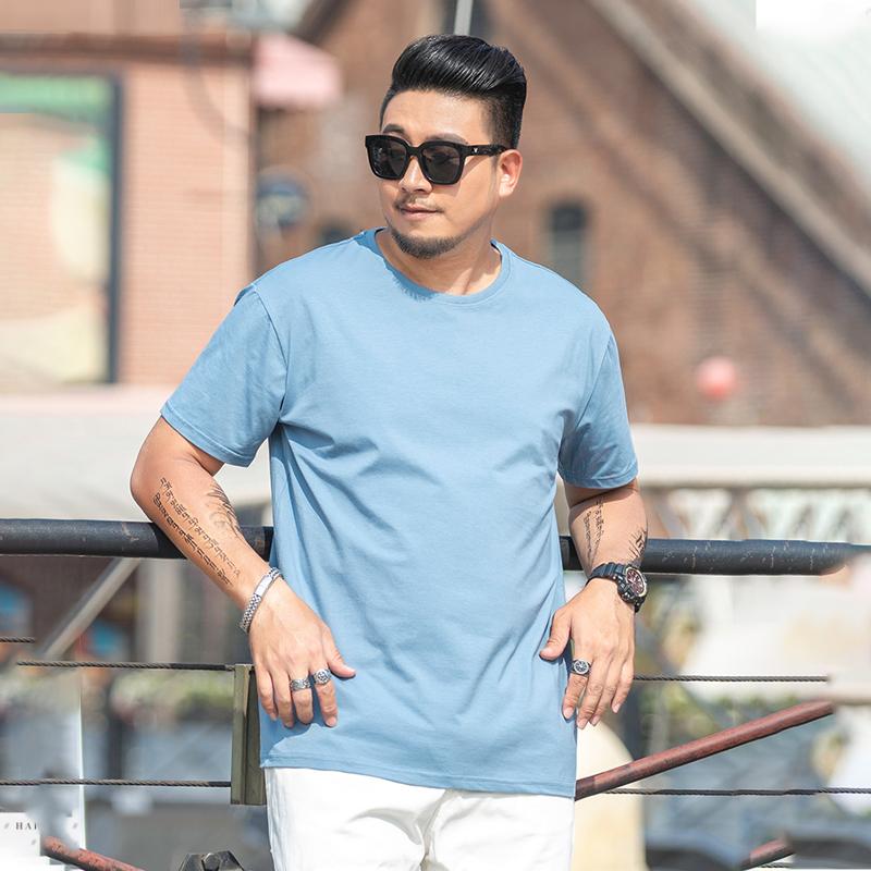 Мужская свободная футболка большого размера M-7XL 8XL Мужская однотонная футболка с круглым вырезом и короткими рукавами