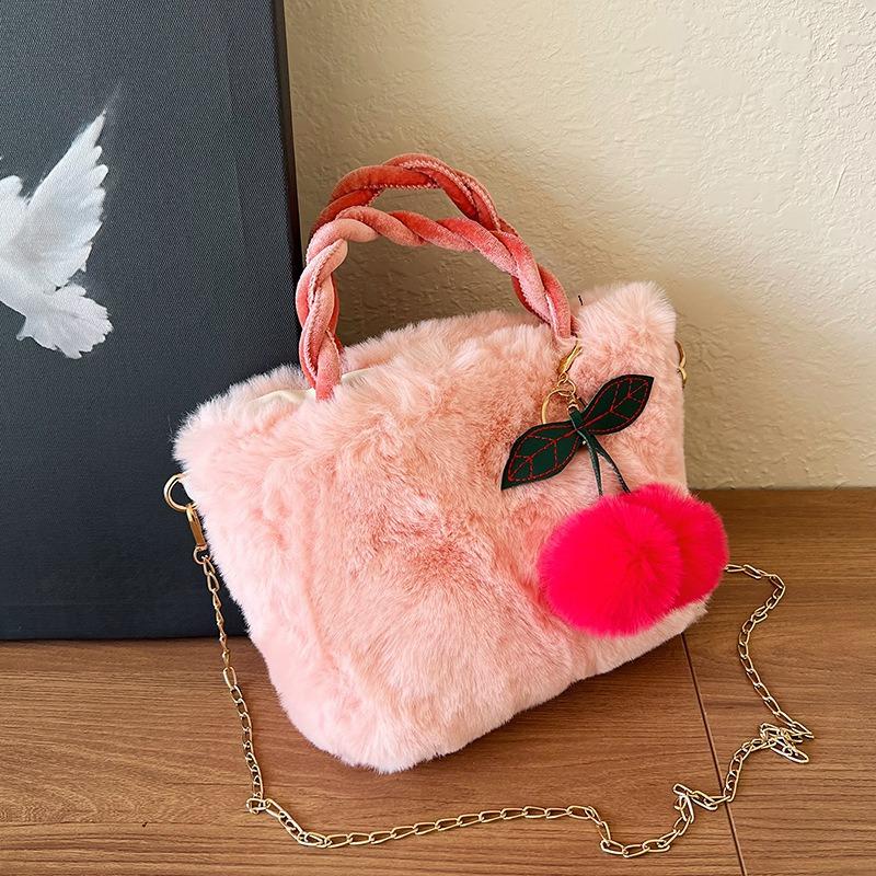 Милая плюшевая сумочка для девочки с дизайном вишни, новая осенняя, женская сумка через плечо Mao Mao