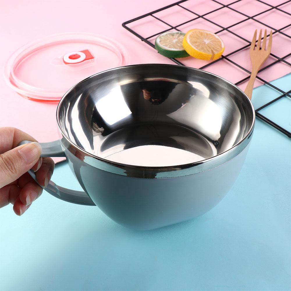 Двухслойная изоляция Чаша для лапши быстрого приготовления с ручкой крышки Чаша для риса Миски для супа Рисовый суп с лапшой