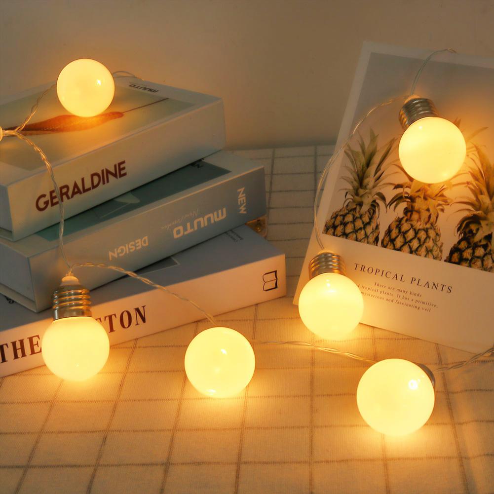 1.5m 10LED Milk White Bulb String Lights Decoration Lamp for House Courtyard Christmas Festival