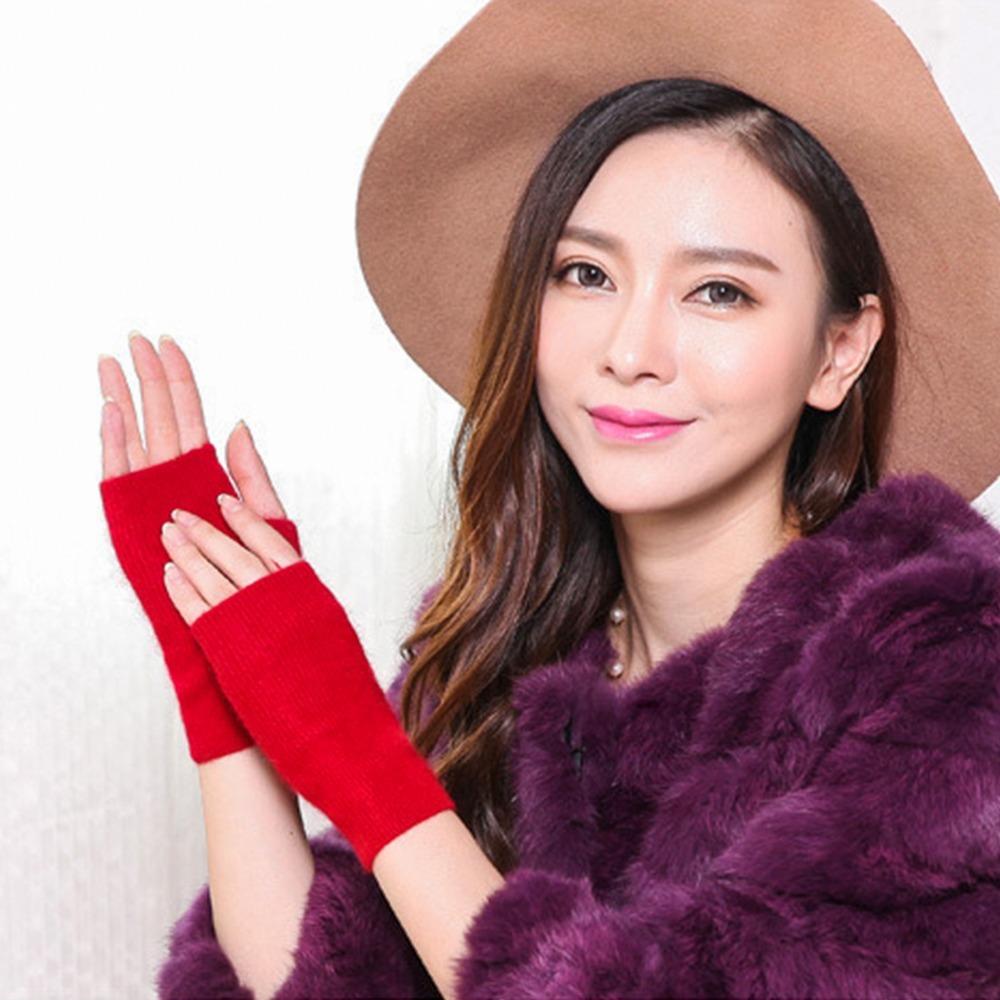 Wool Mink Cashmere Gloves Fingerless Wrist Gloves Protable Knitted Wool Glove  Autumn