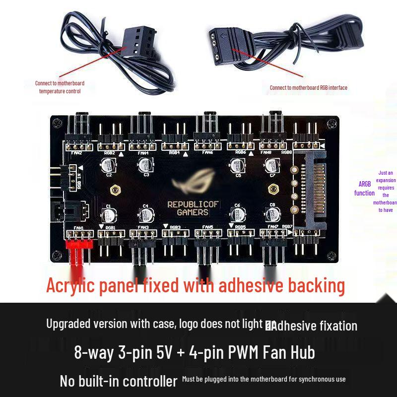 3-pin ARGB контроллер вентиляторов 5В с пультом ДУ и хабом синхронизации для корпусов ПК