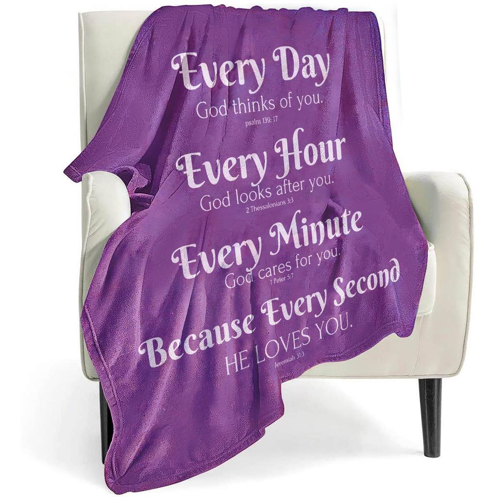 QETXVI Bible Verse Blanket with Inspirational Thoughts and Prayers- Religious Throw Blanket Soft Lightweight Cozy Plush Warm Blankets for Women Men