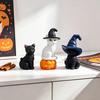 Фигурка кота на Хэллоуин, Статуэтка кота из смолы в шляпе ведьмы/с луной/с тыквой/с черепом для Хэллоуина, Декор для стола, камина, полки, рабочего стола