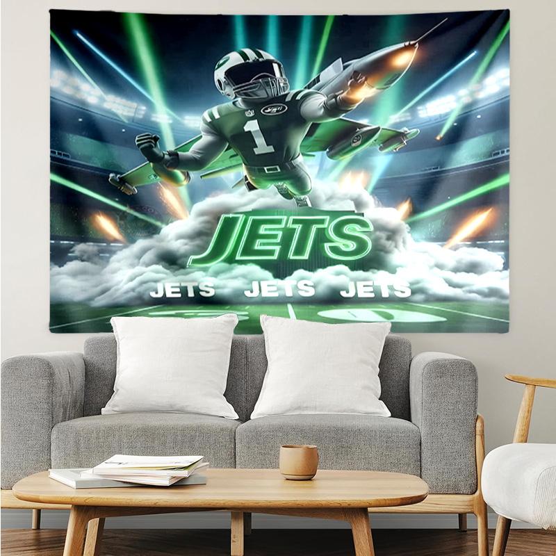 New York Jets logo Tapestry for Bedroom Aesthetic Classroom Tapestries Wall Hanging for Living Room Dorm Office,Ideal Creative Gift