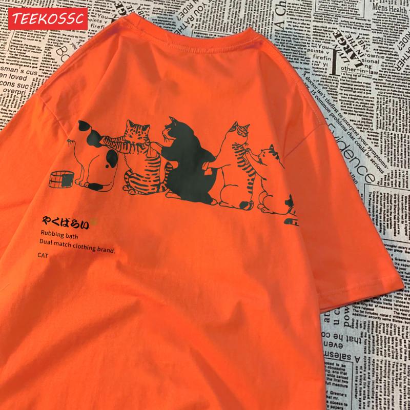 Футболка женская с короткими рукавами и принтом кота, модный свободный универсальный летний топ, повседневная и модная уличная одежда