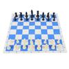 Шахматный набор 42 см Сине-белая сворачиваемая ПУ шахматная доска 75 мм Пластиковые шахматные фигуры с фетровой подкладкой