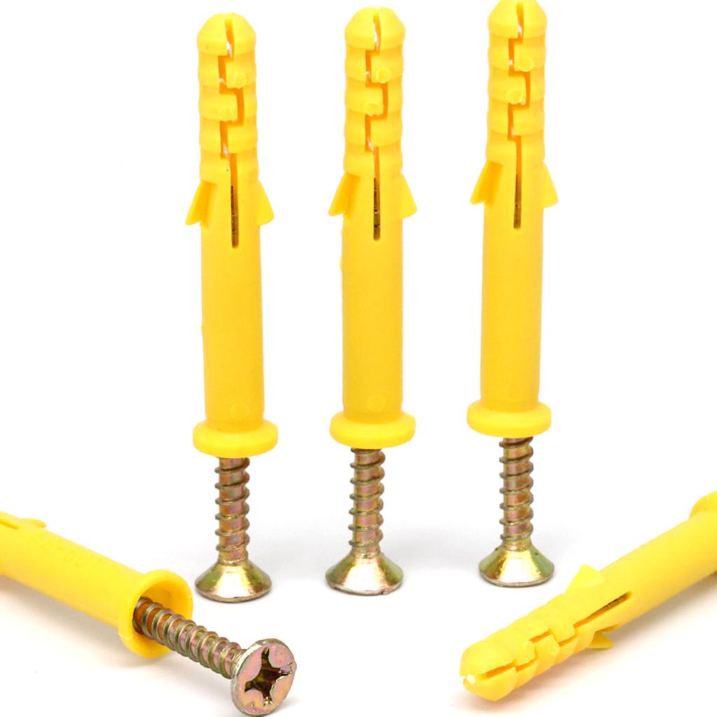 Профессиональный набор дюбелей и шурупов для стен Расширяющиеся дюбели и шурупы Устойчивые к ржавчине и долговечные Монтажные комплекты 100 шт.