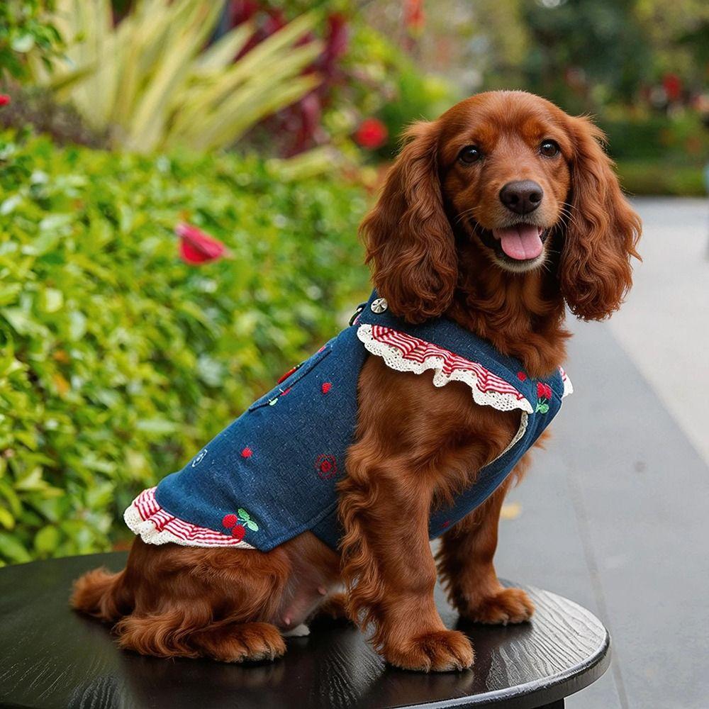 Suspender Dress Dog Denim Dress Breathable Mesh Cat Clothes Pet Dog Skirt Couple Outfit