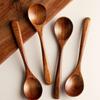 2pcs Long Handle Japan-Style Wooden Spoon Simple Style Wooden Teaspoon New Soup Spoon