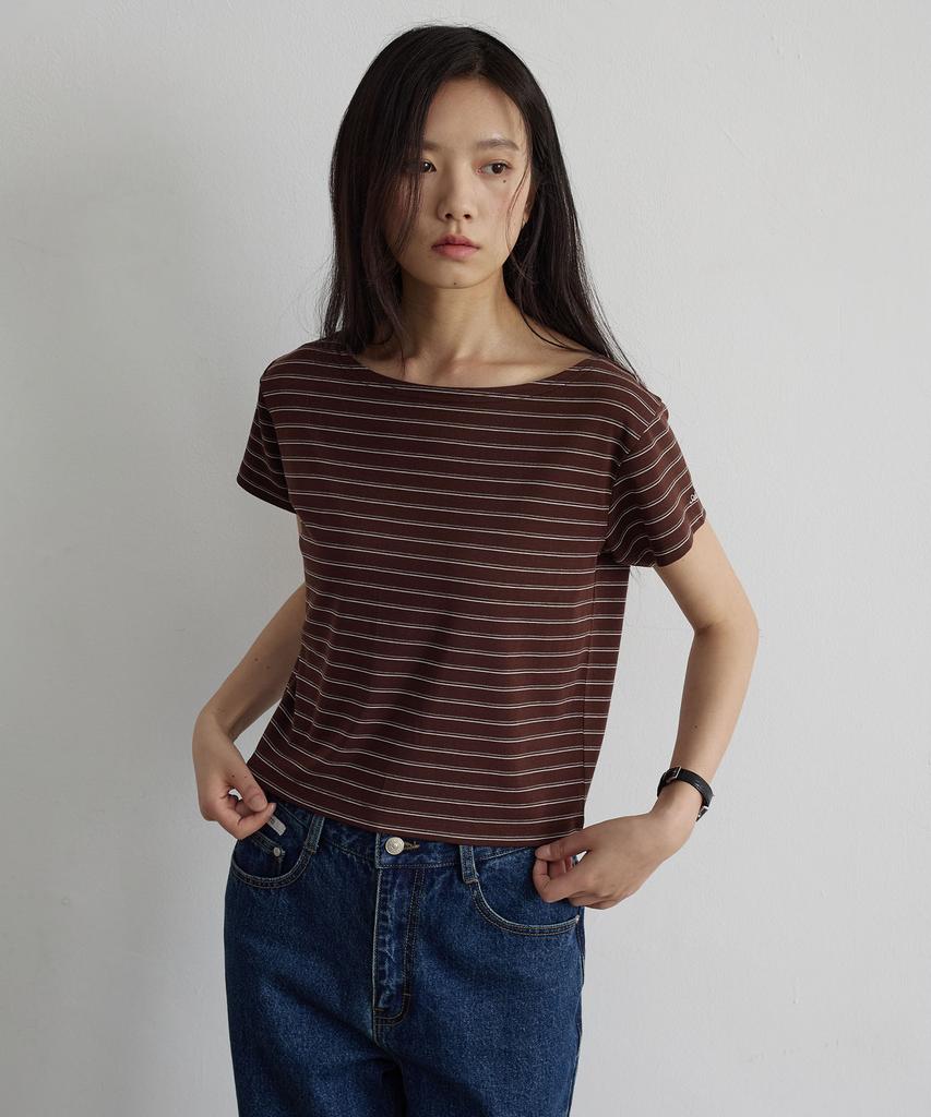ARTID Striped Boat Neck Short Sleeve T-Shirt_3 Colors