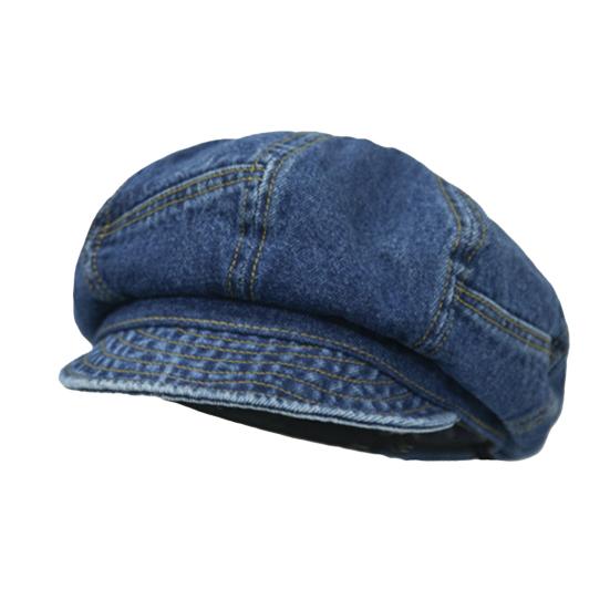 Women's Denim Newsboy Cap Visor Beret Hat with Short Brim Sun Protection Cabbie Cap for Spring Summer Travel Outdoors