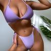 Shencai Европейский и американский стиль Бикини с высоким поясом, треугольный халтер - Однотонный, Хит продаж X07
