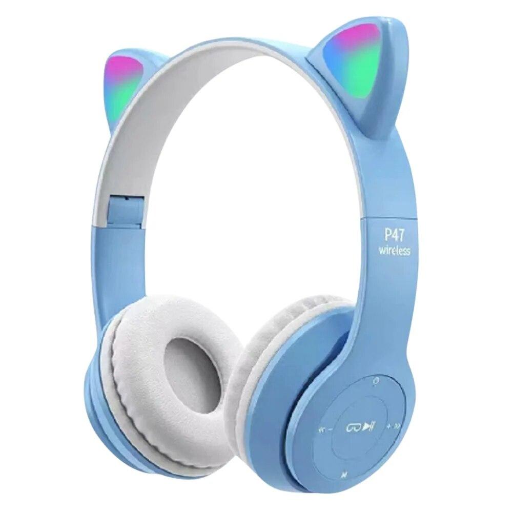 Bluetooth Wireless Headphones Cat Ear Glow Light Stereo Bass Helmets PC Phone Gaming Over-Ear Headset Children Gamer Girl Gifts