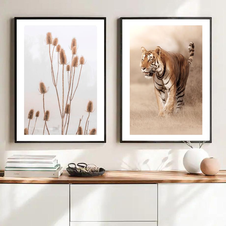 Бежевый Озерная Ферма Лодка Одуванчик Бохо Абстрактные Линии Плакаты И Принты Холст Искусство Настенное Украшение Дома Картины Для Гостиной