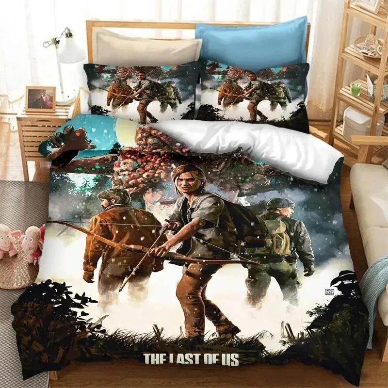 Игровой Постельное белье The Last Of Us Part Пододеяльник Покрывало на кровать Спальня Чехлы на одеяло Односпальное Двуспальное King Size Чехол на одеяло Домашний текстиль 2-3 шт.
